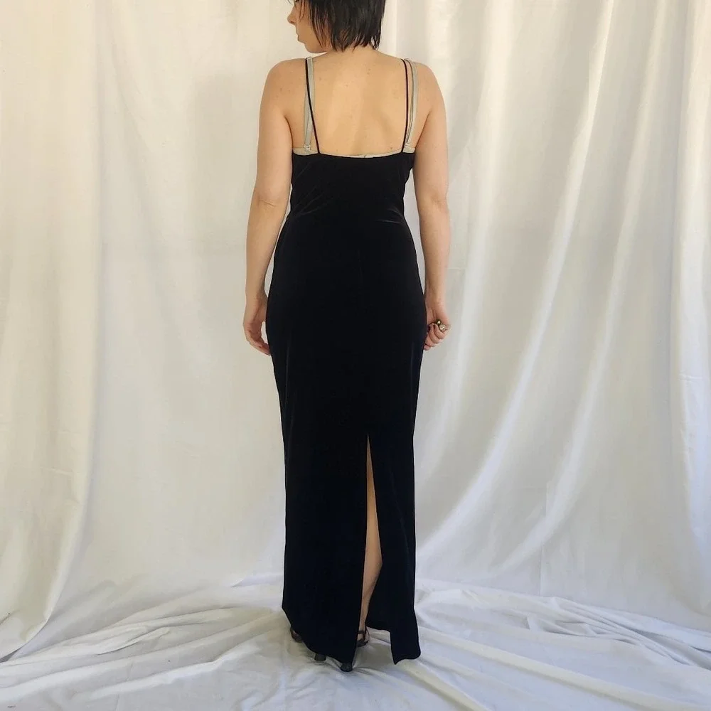 Y2K Slinky Black‎ Velvet Gown